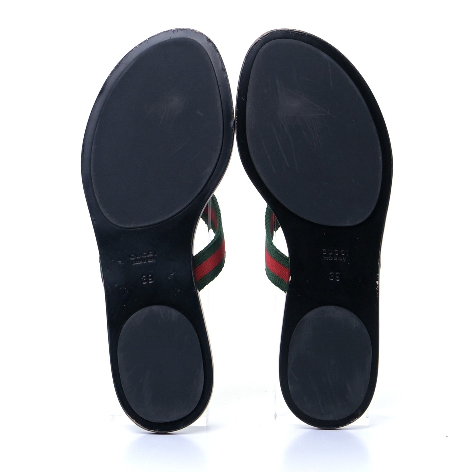 Gucci Nylon Guccissima Web Womens Thong Sandals 39 Green Red Black 4 of 4