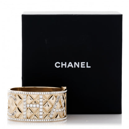 Chanel Crystal Logo Cuff Bracelet Gold 6 of 6