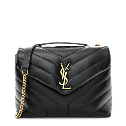 Saint Laurent Calfskin Y Quilted Monogram Small Loulou Chain Satchel Black 1 of 11