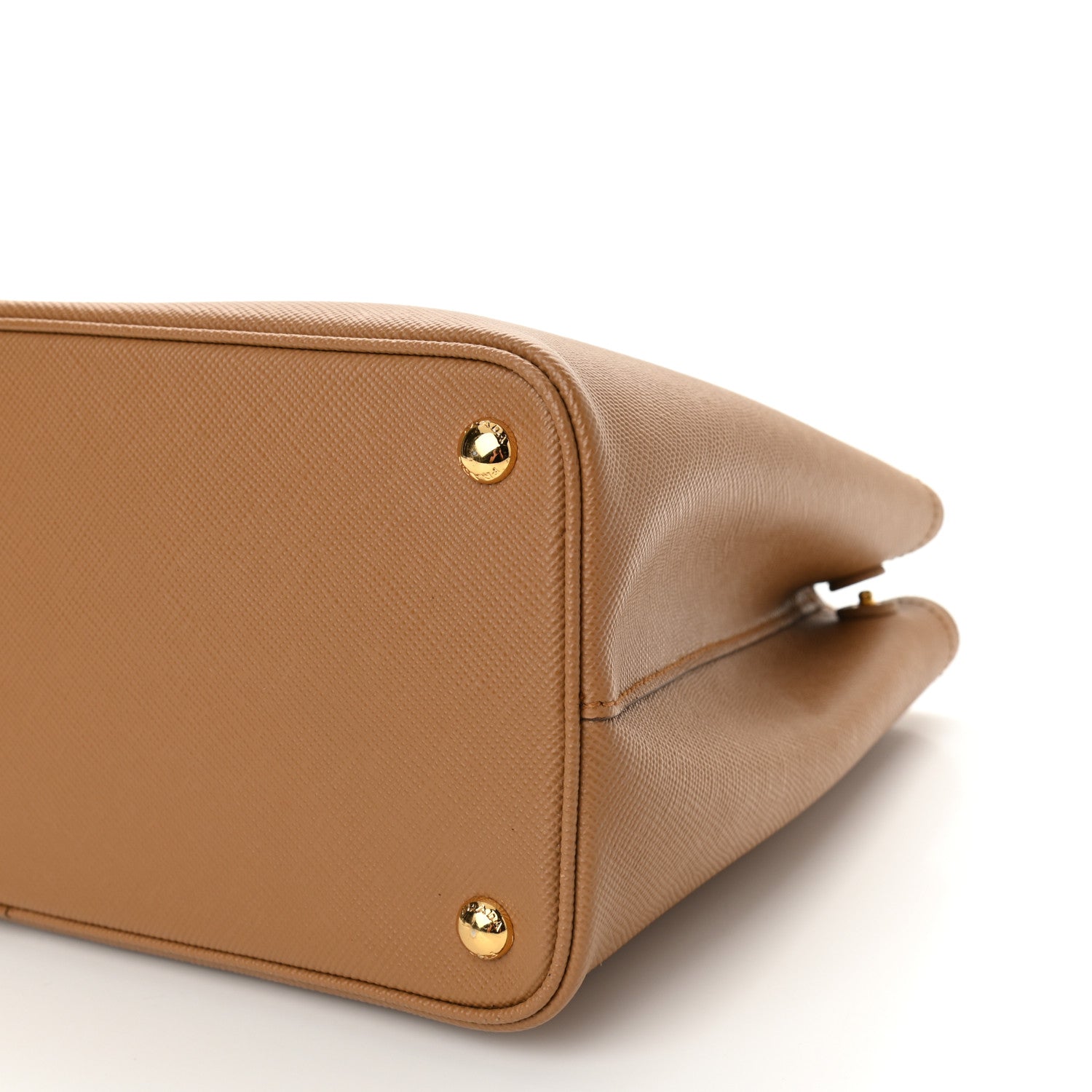 Prada Saffiano Cuir Bi-Color Medium Double Bag Caramel Marmo 8 of 8