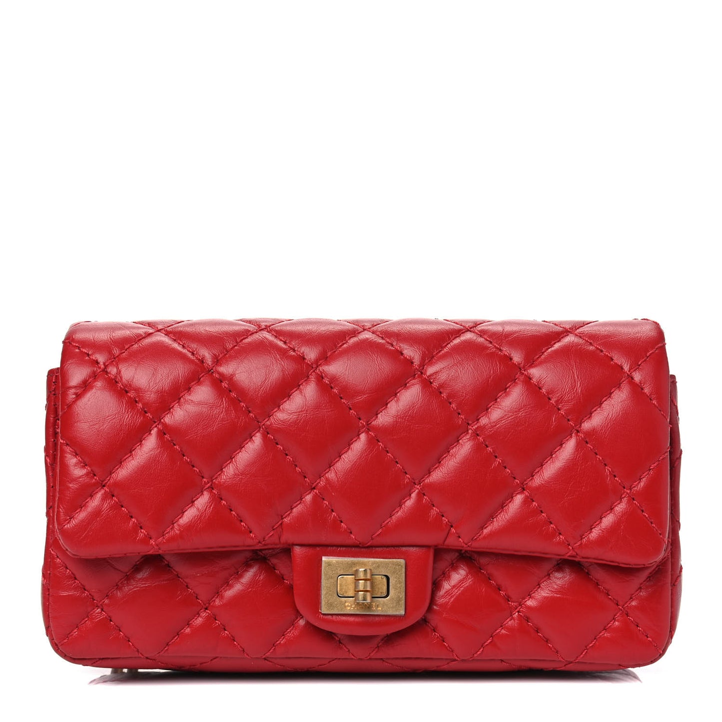 Aged Calfskin Quilted 2.55 Reissue Flap Belt Bag Red