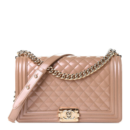 Chanel Iridescent Glazed Calfskin Quilted New Medium Boy Flap Dark Beige 1 of 5