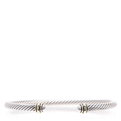 David Yurman Sterling Silver 18K Yellow Gold 4mm Cable Classics Bracelet 1 of 5