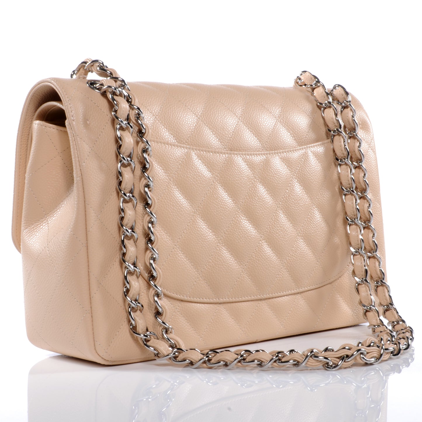 Caviar Jumbo Double Flap Beige Clair