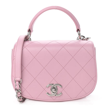 Chanel Calfskin Stitched Small Ring My Bag Flap Crossbody Pink 1 of 10