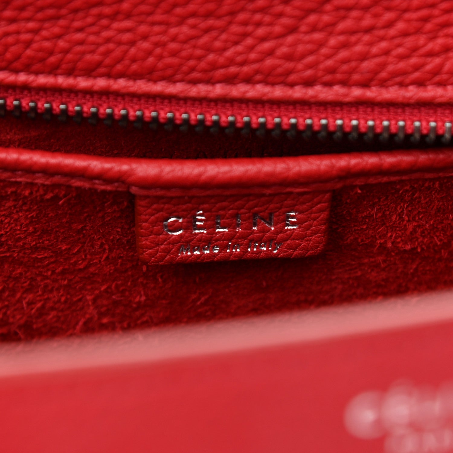 Celine Drummed Calfskin Nano Luggage Red 5 of 9