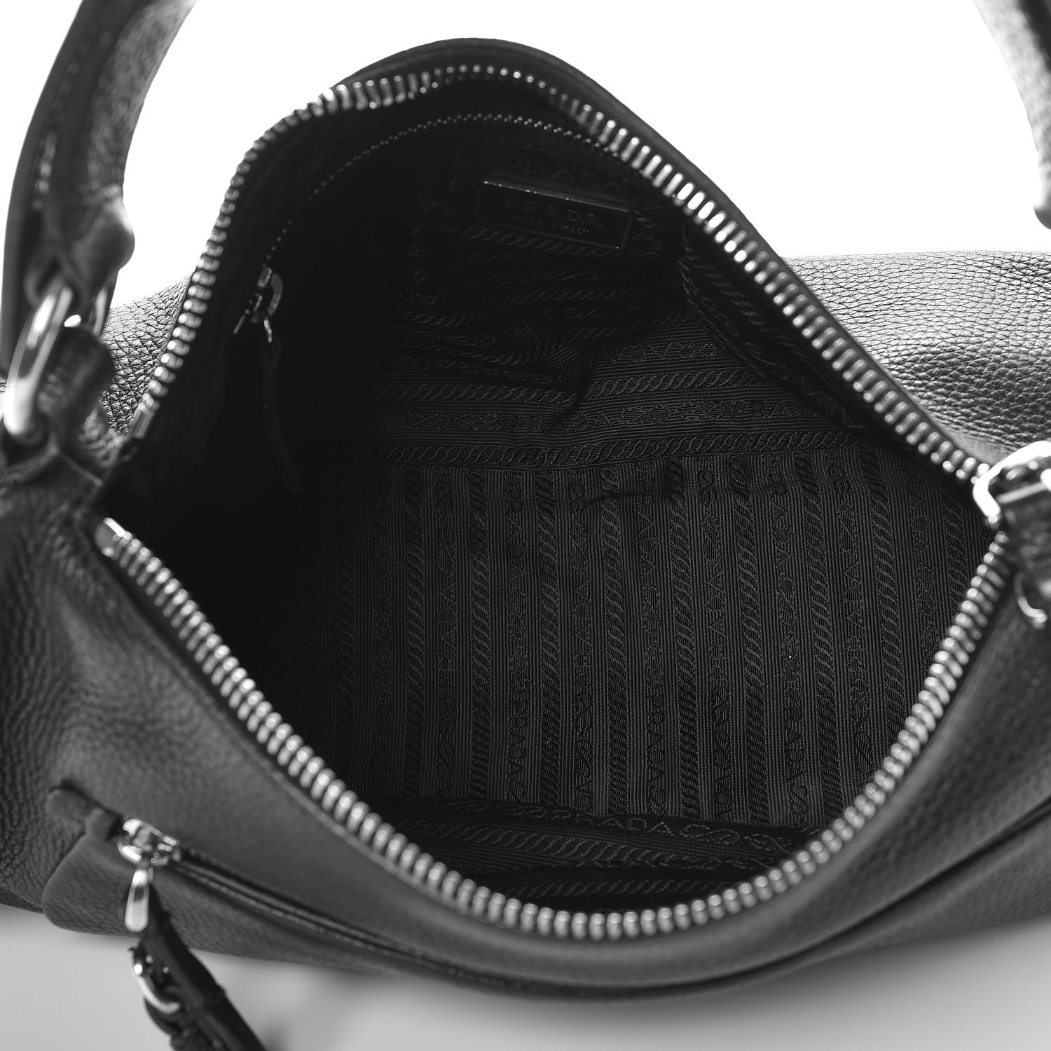 Prada Vitello Daino Buckle Shoulder Bag Black 5 of 10