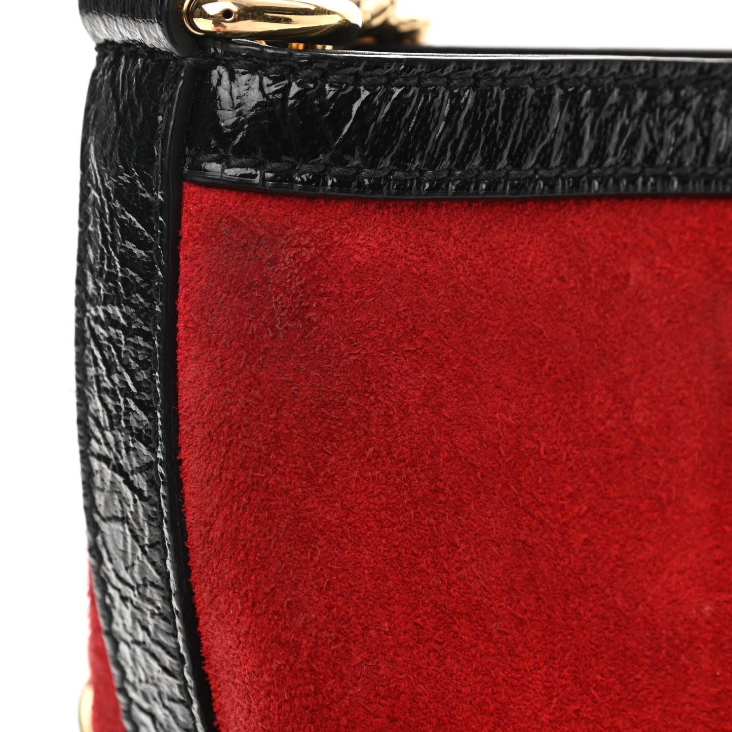 Suede Patent Medium Dionysus Bucket Bag Red