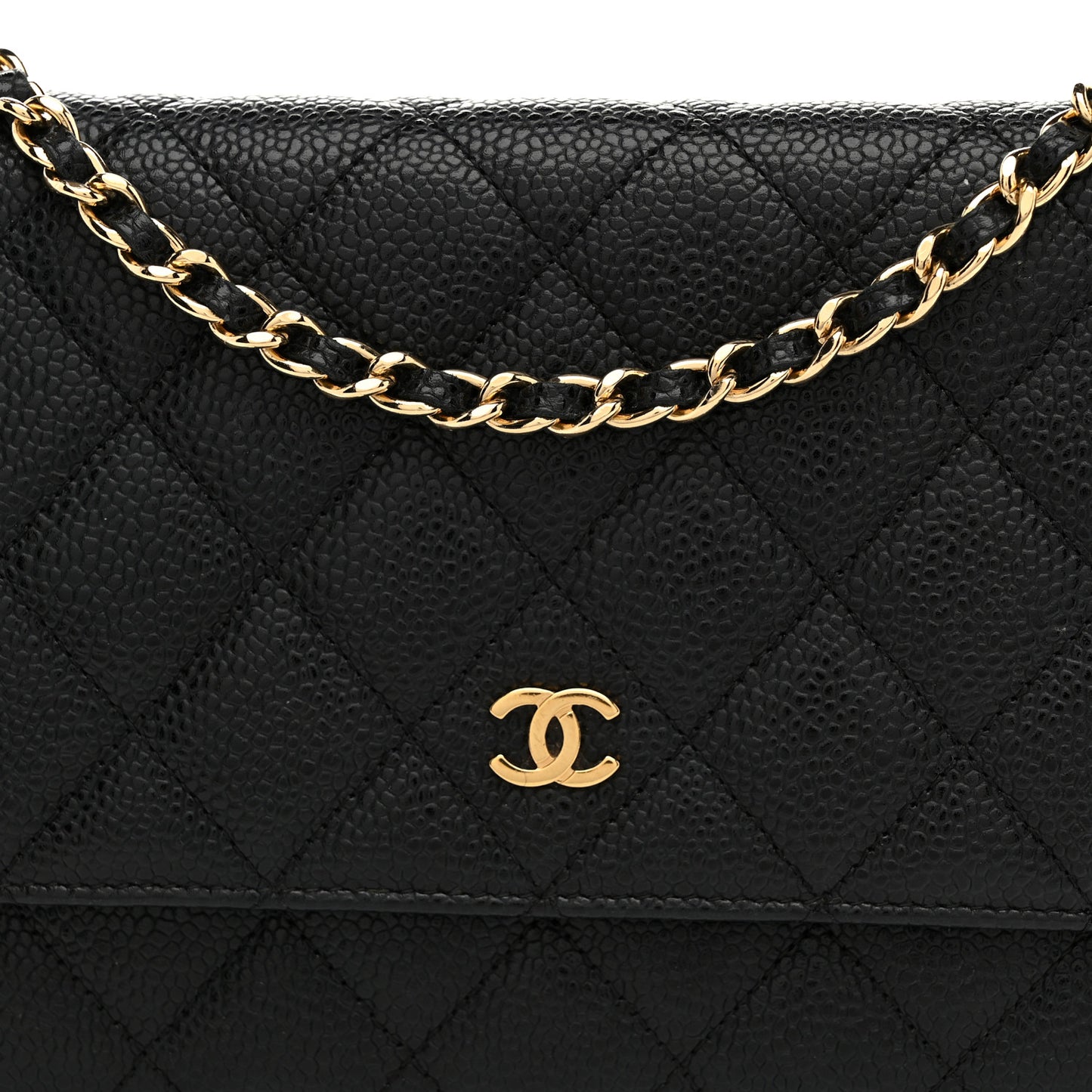 Caviar Quilted Wallet on Chain WOC Black