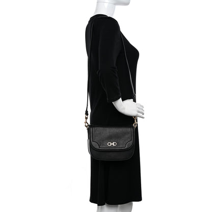 Salvatore Ferragamo Grained Calfskin Small Greta Shoulder Bag Black 2 of 9