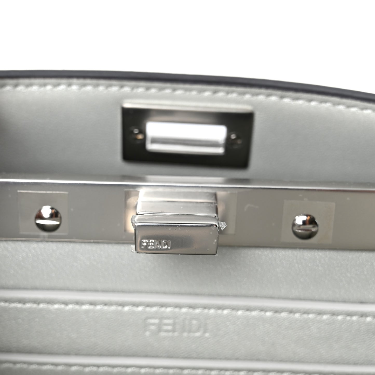 Iridescent Crystal Vitello Laminato Suede FF Petite Peekaboo I SEE U Satchel Cappuccino