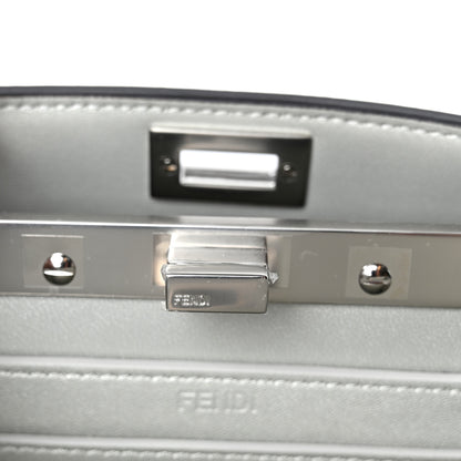 Fendi Iridescent Crystal Vitello Laminato Suede FF Petite Peekaboo I SEE U Satchel Cappuccino 7 of 10