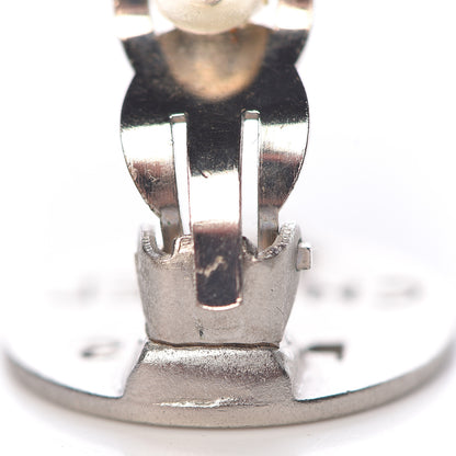 Chanel CHANE Logo Cutout Clip On Earrings Silver 5 of 6