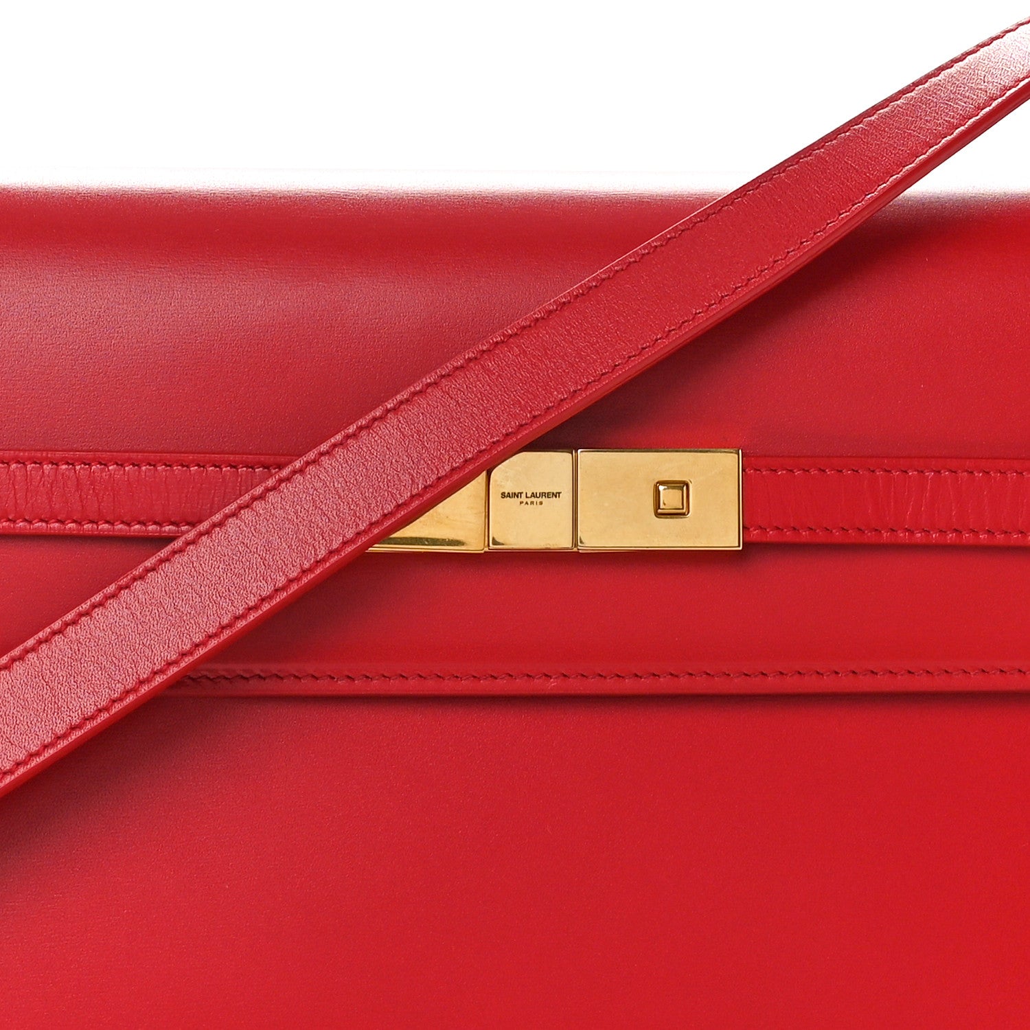 Saint Laurent Smooth Calfskin Manhattan Shoulder Bag Rouge Eros 7 of 9
