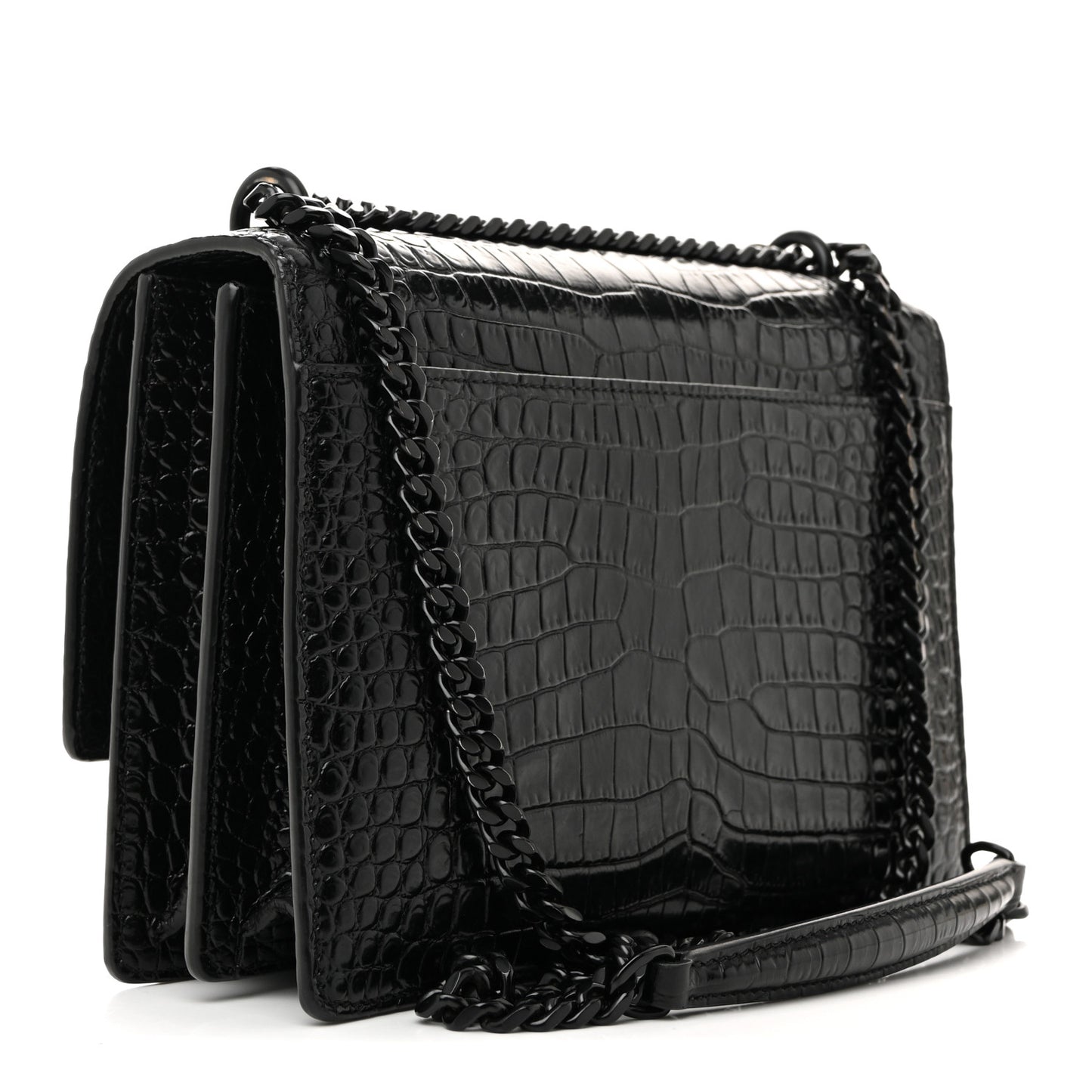 Calfskin Crocodile Embossed Medium Monochrome Monogram Sunset Black