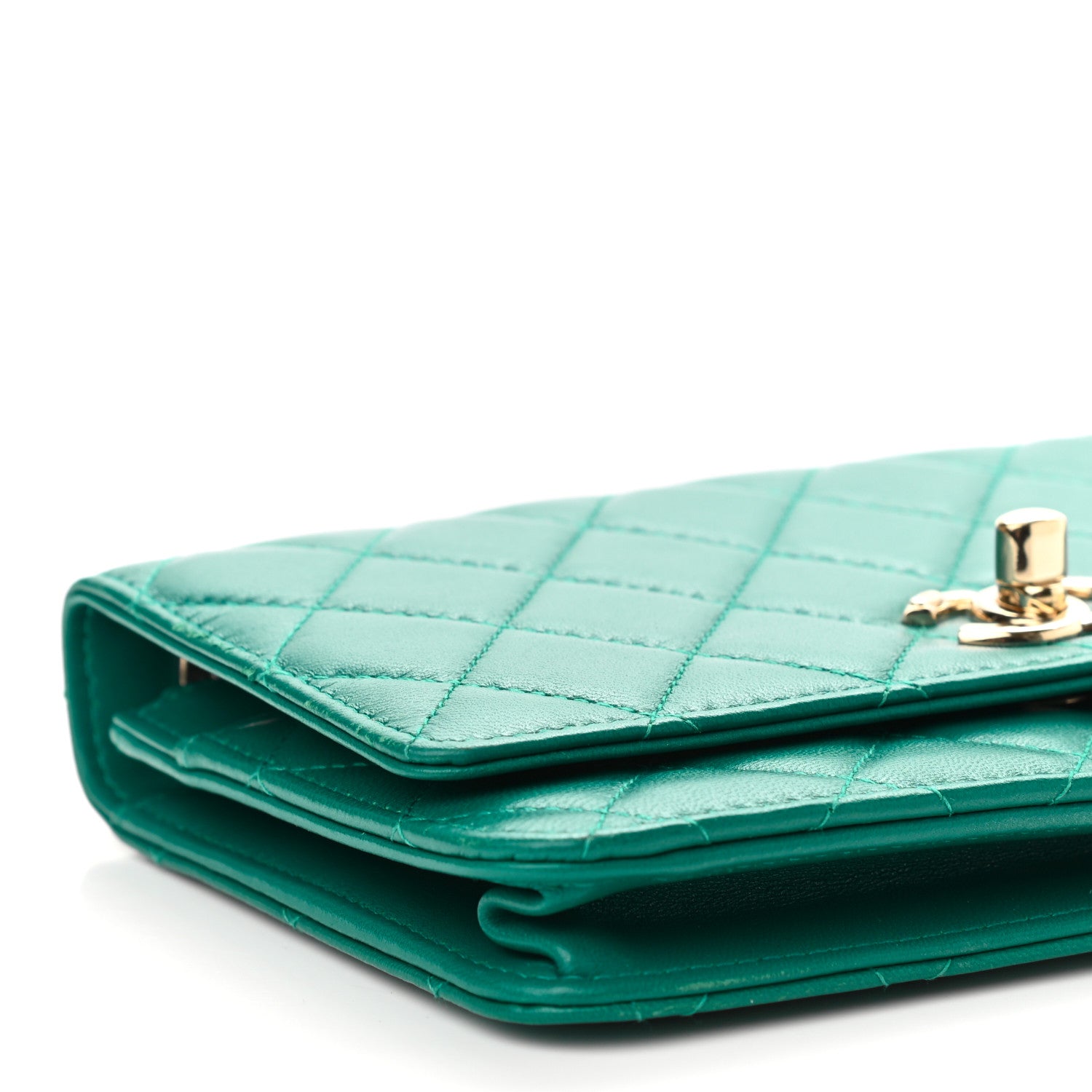 Chanel Lambskin Quilted Trendy CC Wallet On Chain WOC Green 10 of 12