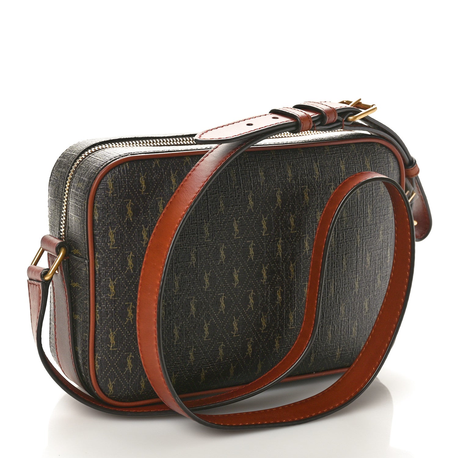 Saint Laurent Canvas Smooth Calfskin Le Monogramme Camera Bag Chestnut 3 of 10