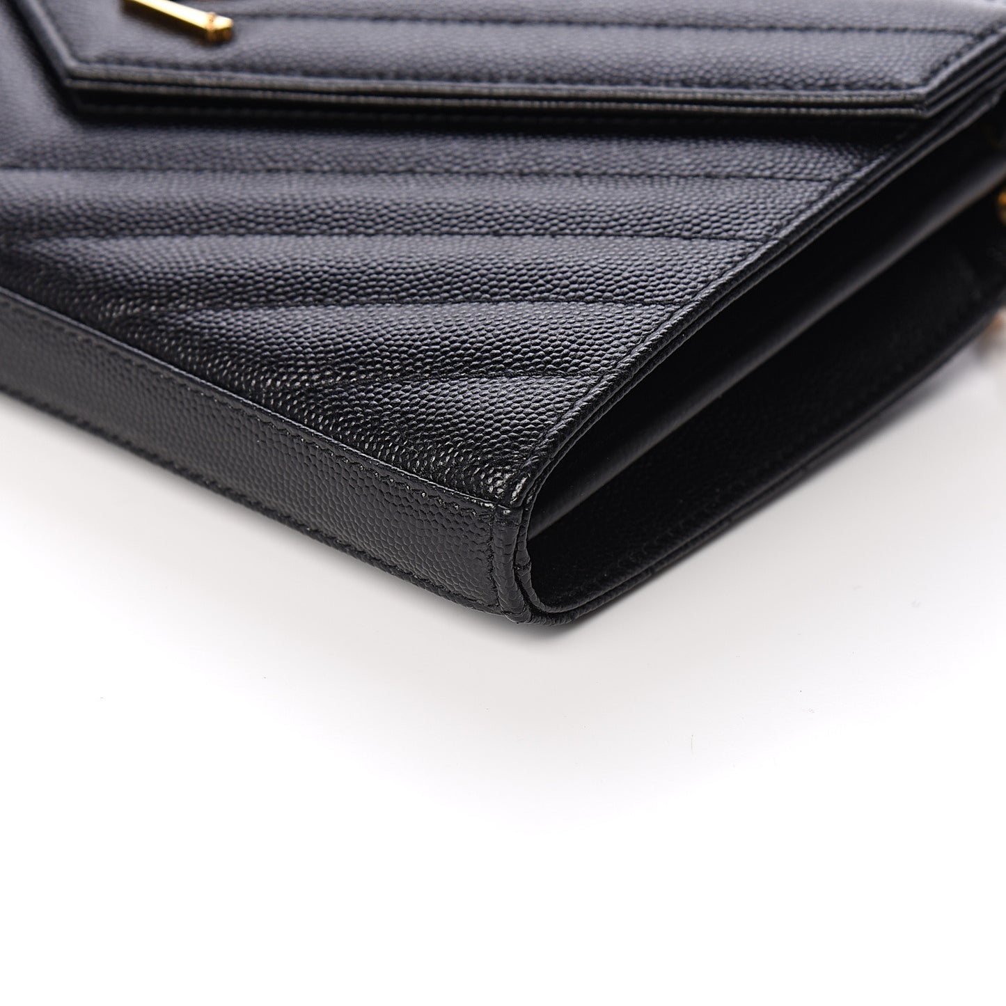Grain De Poudre Matelasse Chevron Monogram Chain Wallet Black