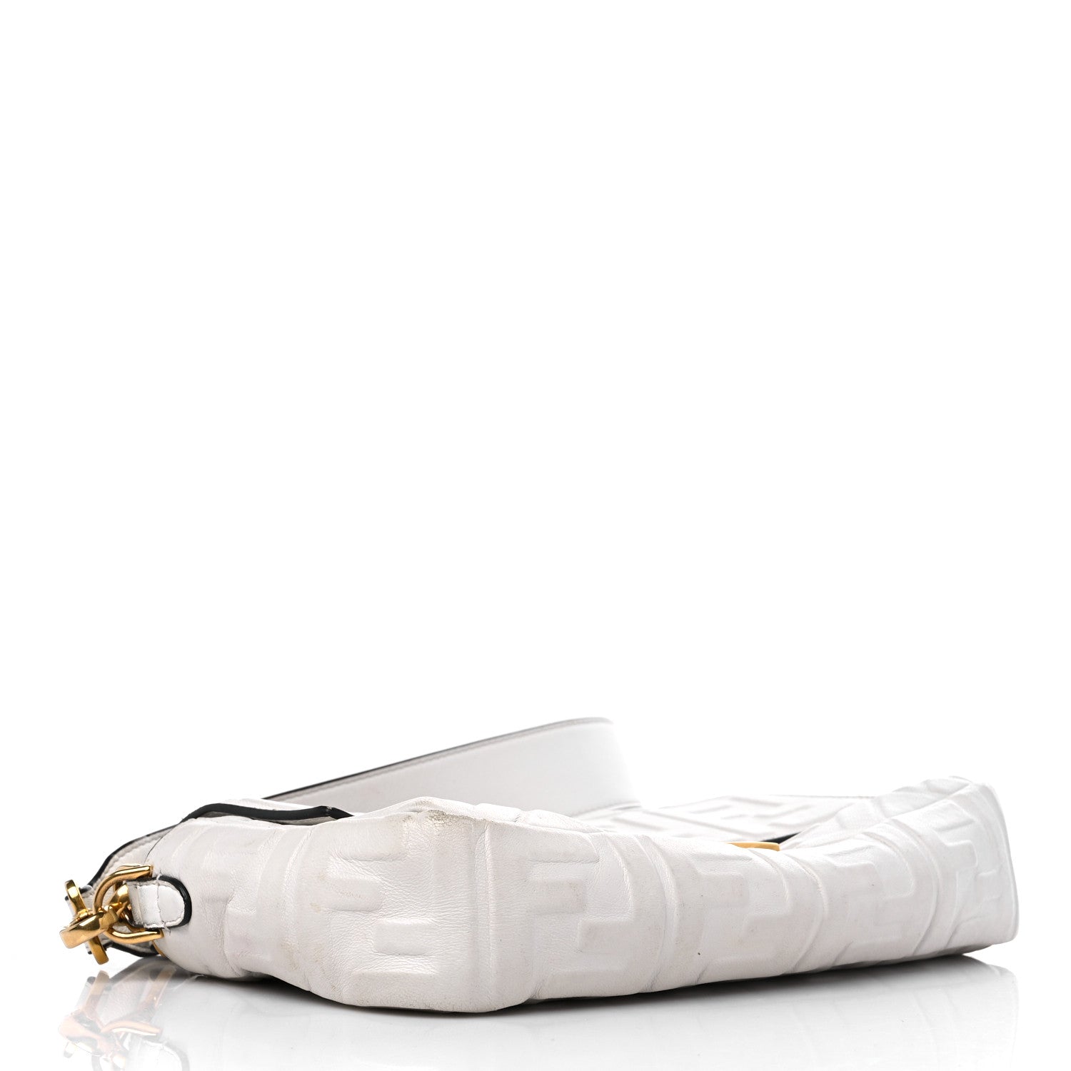 Fendi Nappa FF 1974 Embossed Baguette White 4 of 16