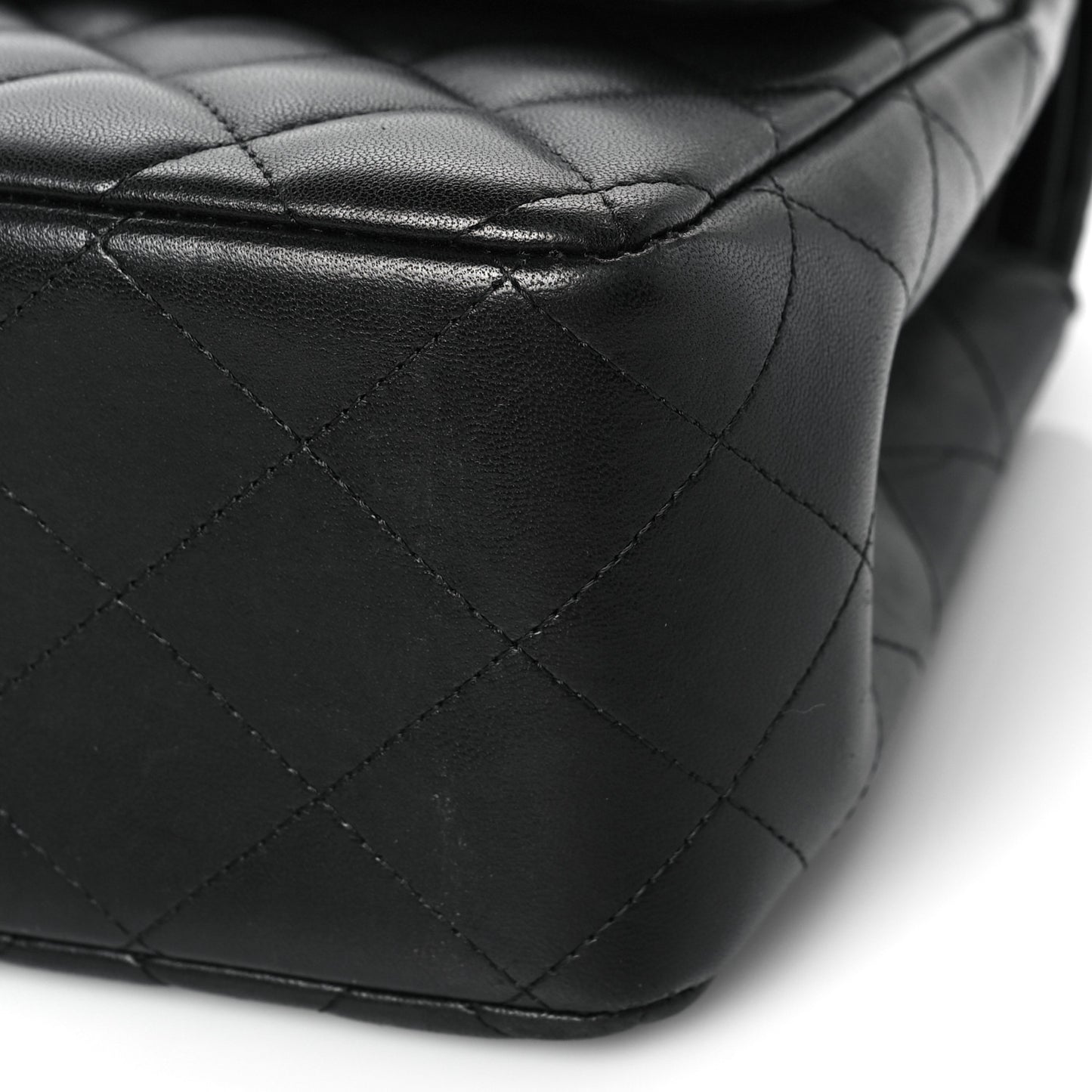 Lambskin Quilted Jumbo Double Flap Black