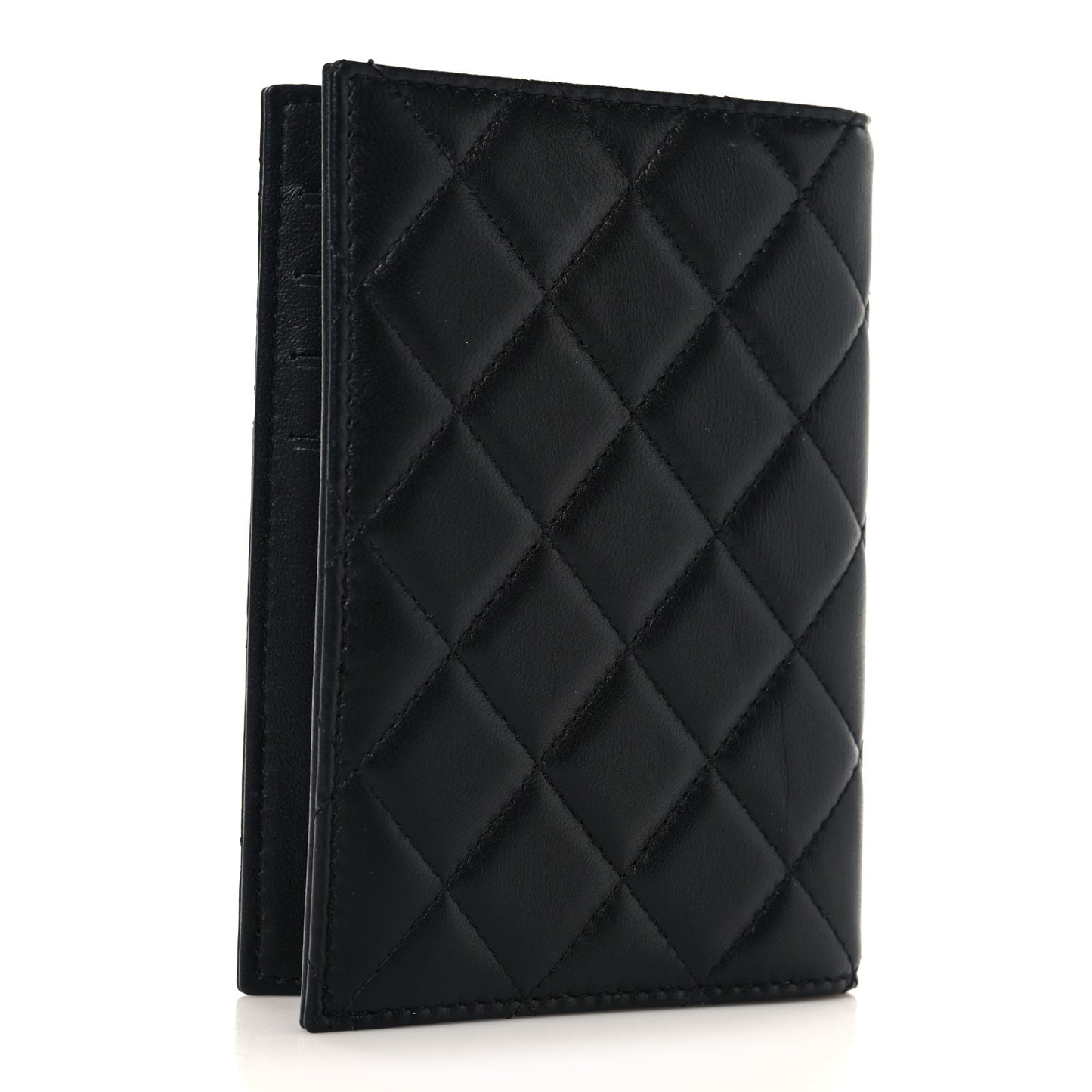 Lambskin Quilted Lucky Charms Passport Holder Black