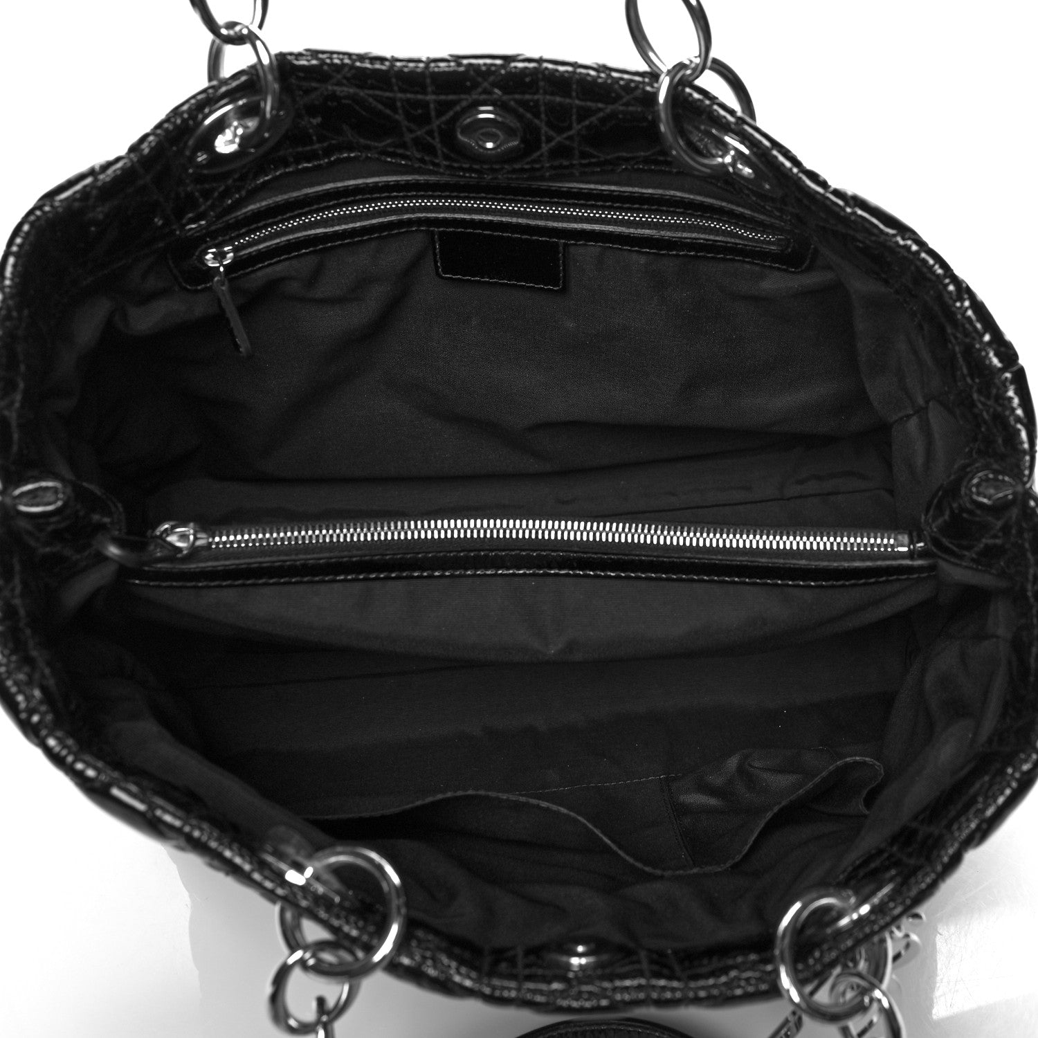 Christian Dior Patent Cannage Dior Soft Shopping Tote Black 5 of 10