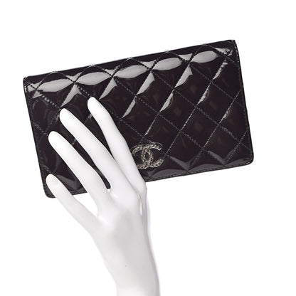 Chanel Patent Quilted Brilliant Yen Wallet Black 2 of 9