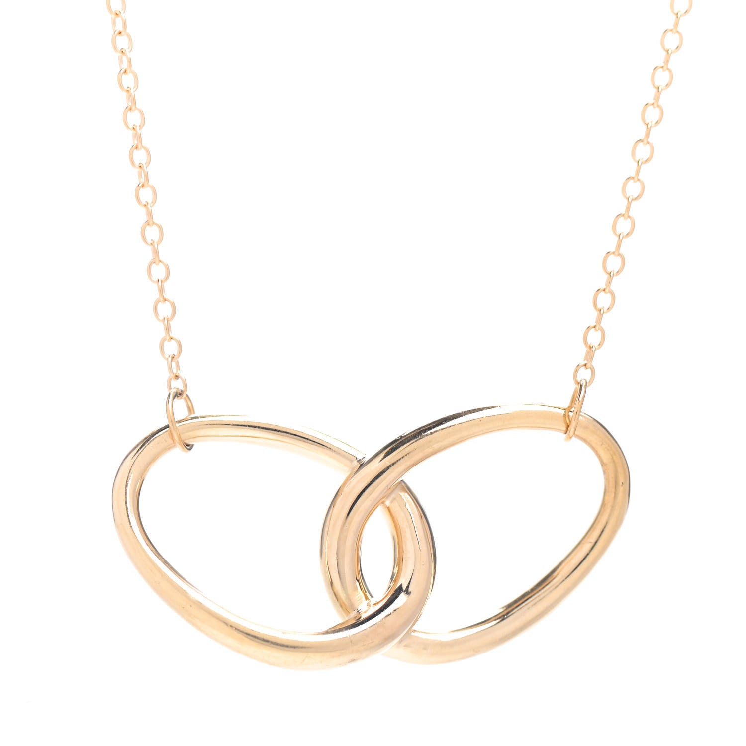 Tiffany 18K Yellow Gold Elsa Peretti Interlocking Ovals Pendant Necklace 3 of 4