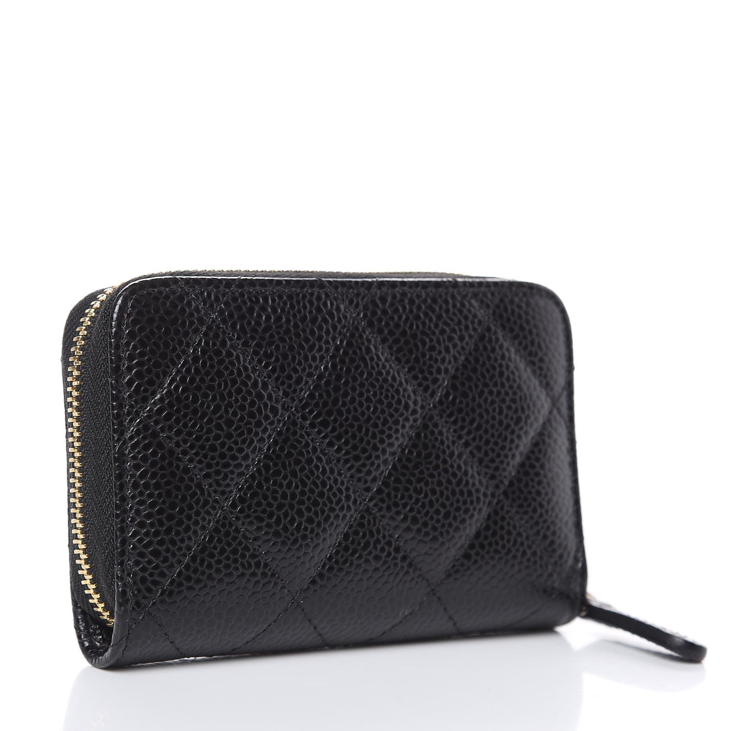 Caviar Quilted Zip Coin Purse Black
