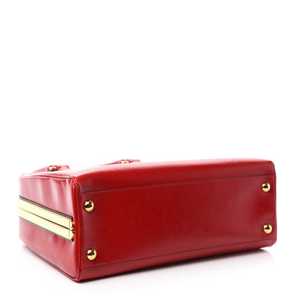 Prada Saffiano Vernice Pyramid Bag Rosso 4 of 11