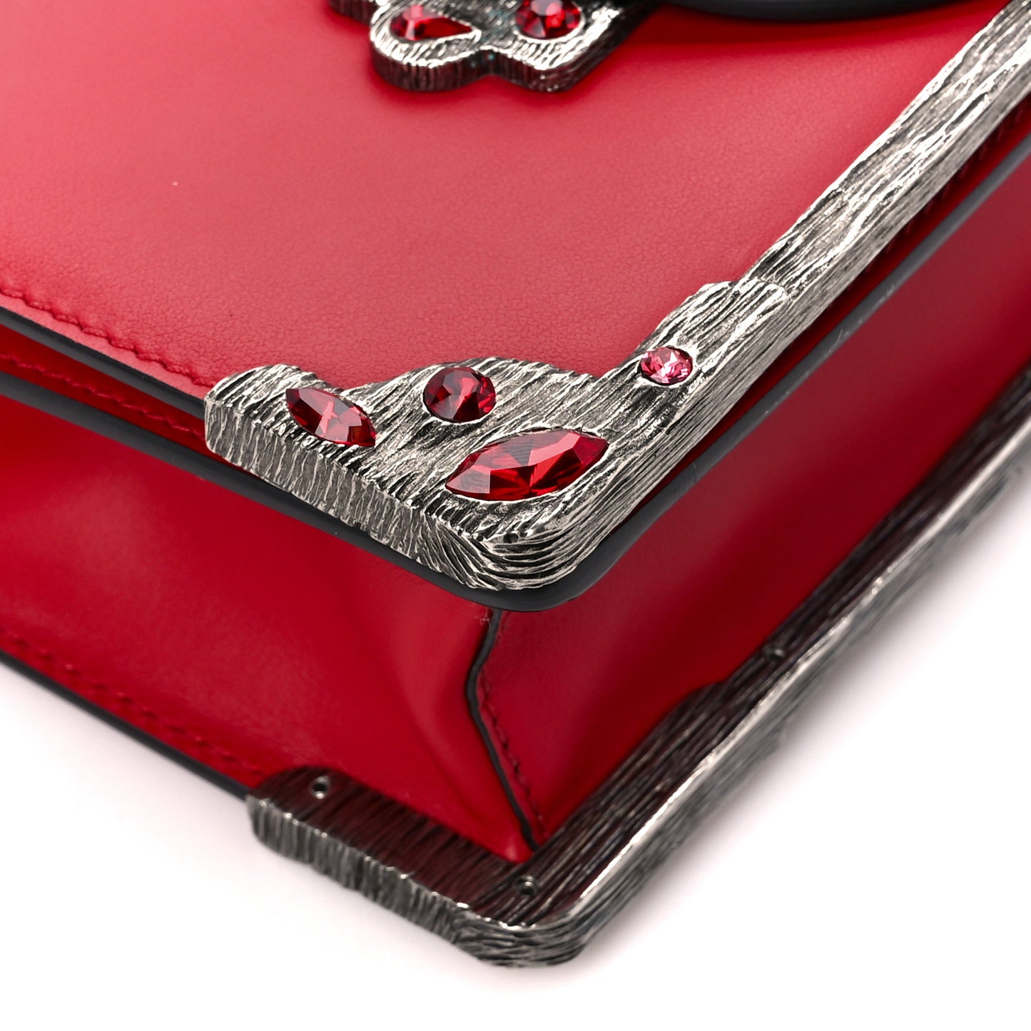 City Calfskin Saffiano Crystal Cahier Bag Fuoco Black