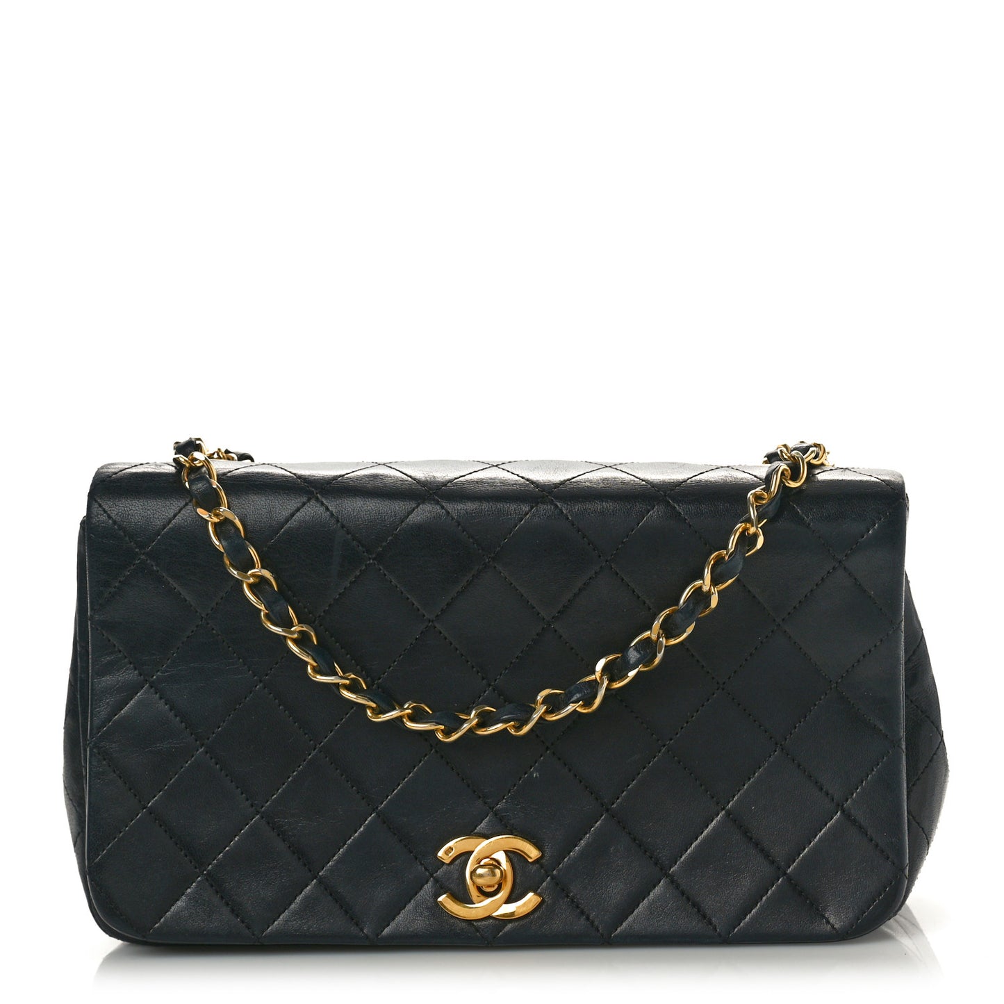 Lambskin Quilted Small Single Flap Black