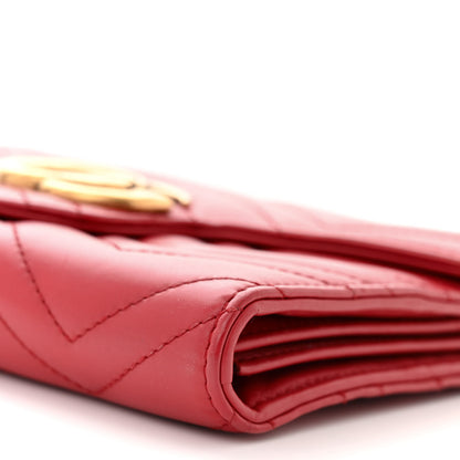Gucci Calfskin Matelasse GG Marmont Chain Wallet Hibiscus Red 11 of 12