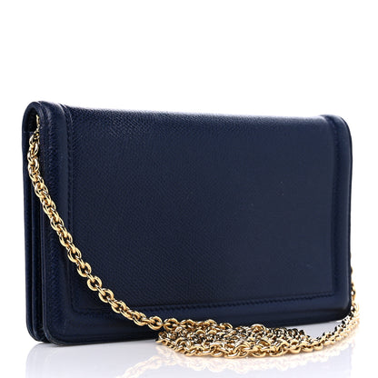 Salvatore Ferragamo Vera Bow Wallet On Chain Blue 3 of 14