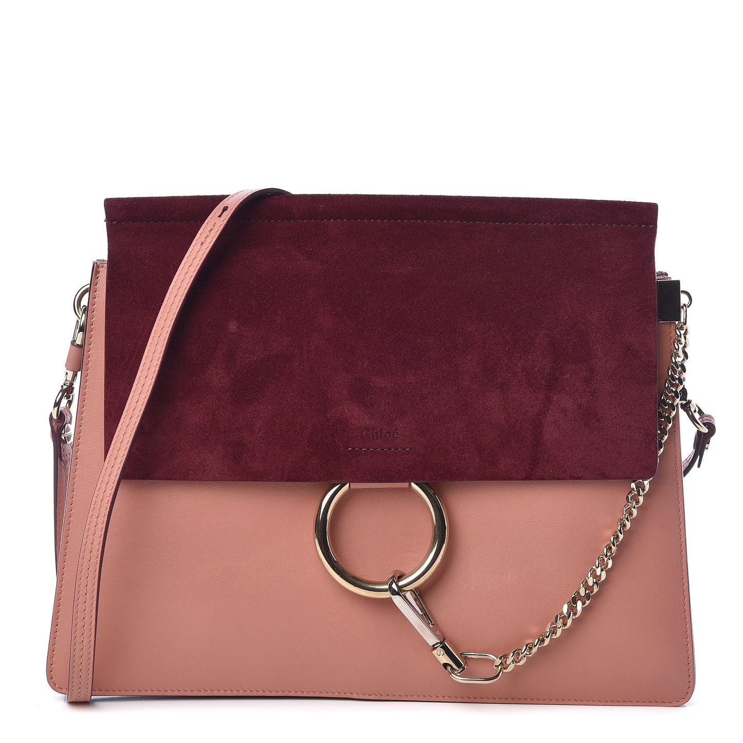 Calfskin Suede Medium Faye Shoulder Bag Misty Rose Dark Purple