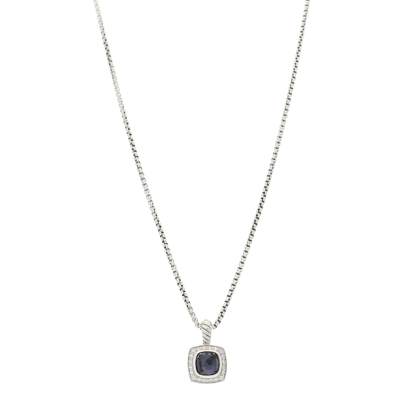 Sterling Silver Diamond Black Orchid 7mm Petite Albion Pendant Necklace