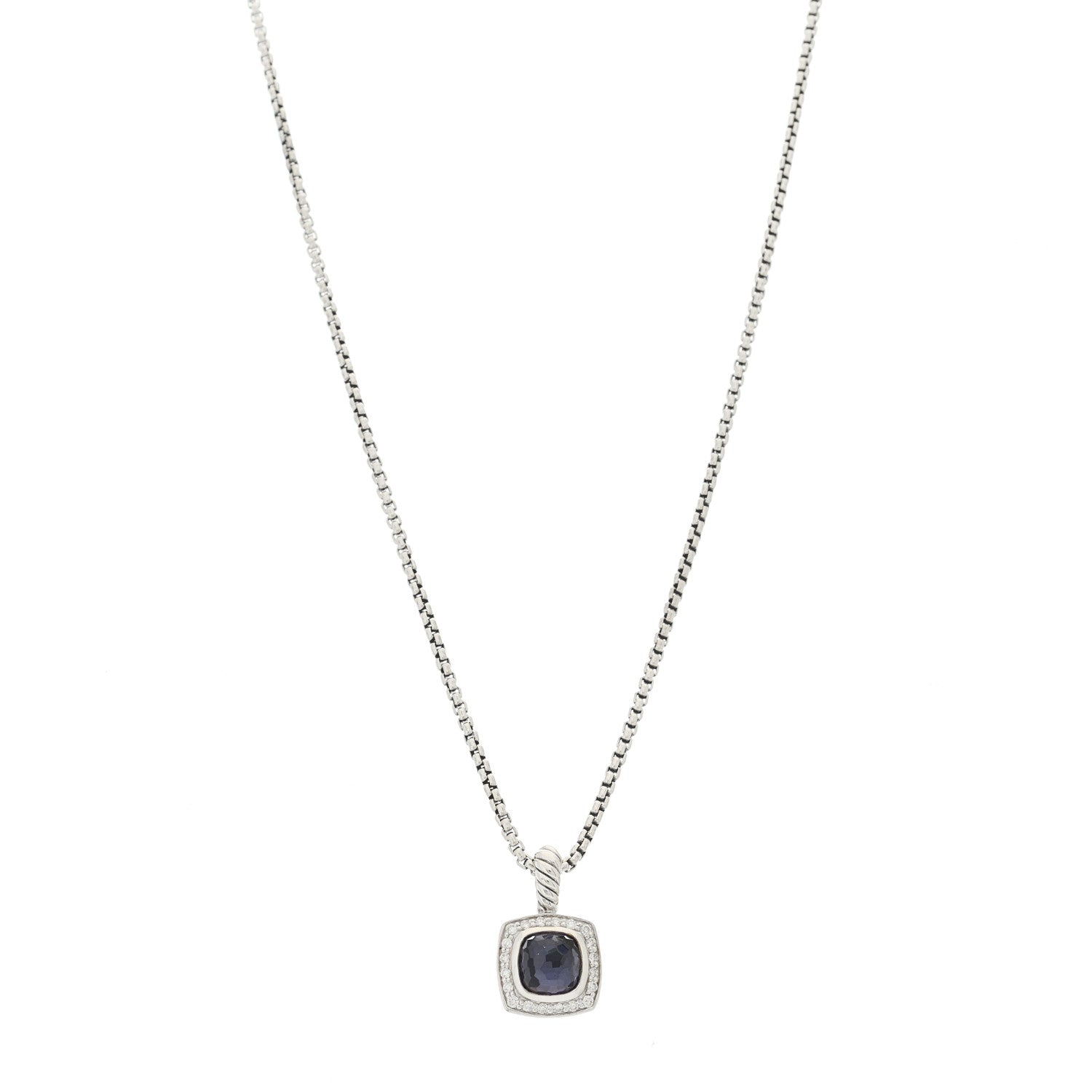 David Yurman Sterling Silver Diamond Black Orchid 7mm Petite Albion Pendant Necklace 1 of 6