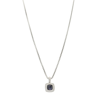 David Yurman Sterling Silver Diamond Black Orchid 7mm Petite Albion Pendant Necklace 1 of 6