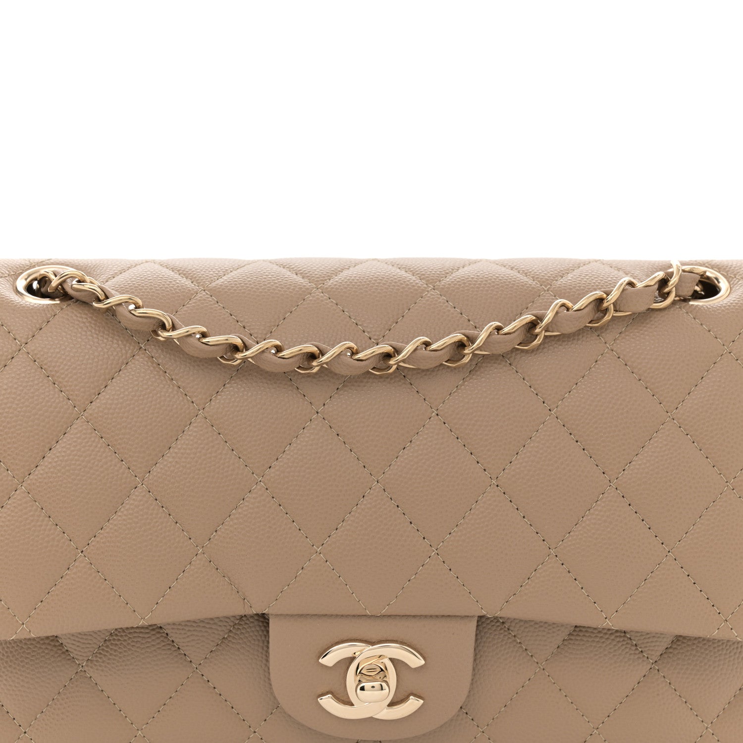 Chanel Caviar Quilted Medium Double Flap Dark Beige 8 of 10