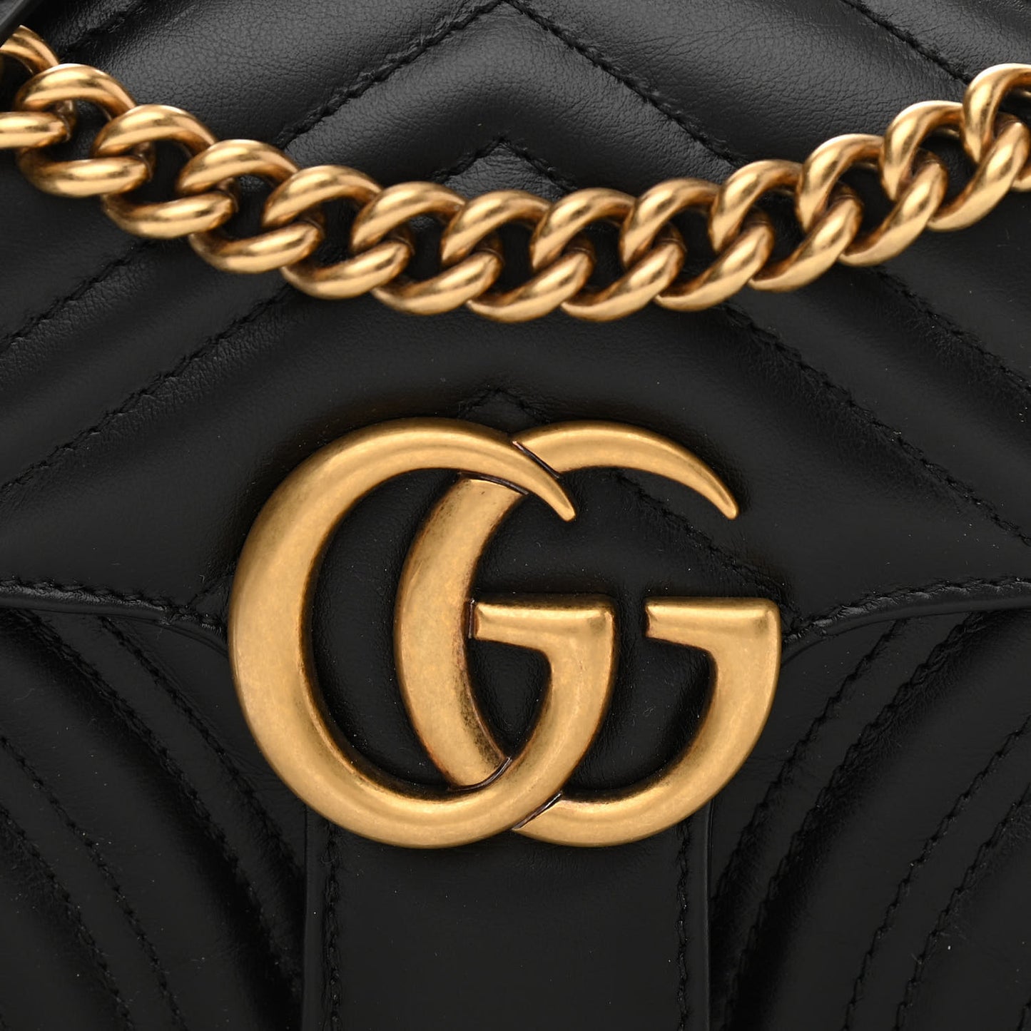 Calfskin Matelasse Mini GG Marmont Shoulder Bag Black