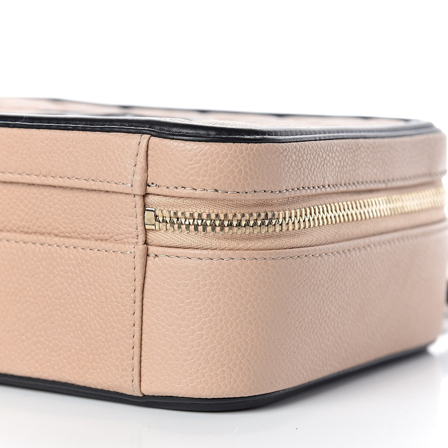 Caviar Quilted Medium CC Filigree Vanity Case Beige Black