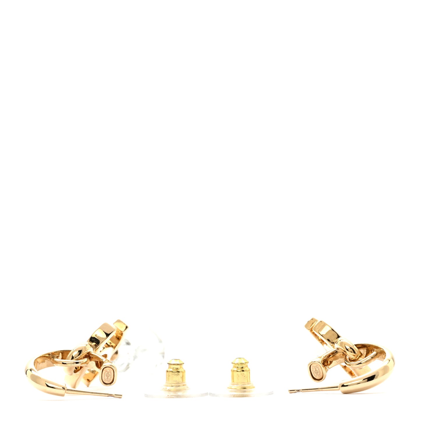 Bead CC Drop Earrings Gold