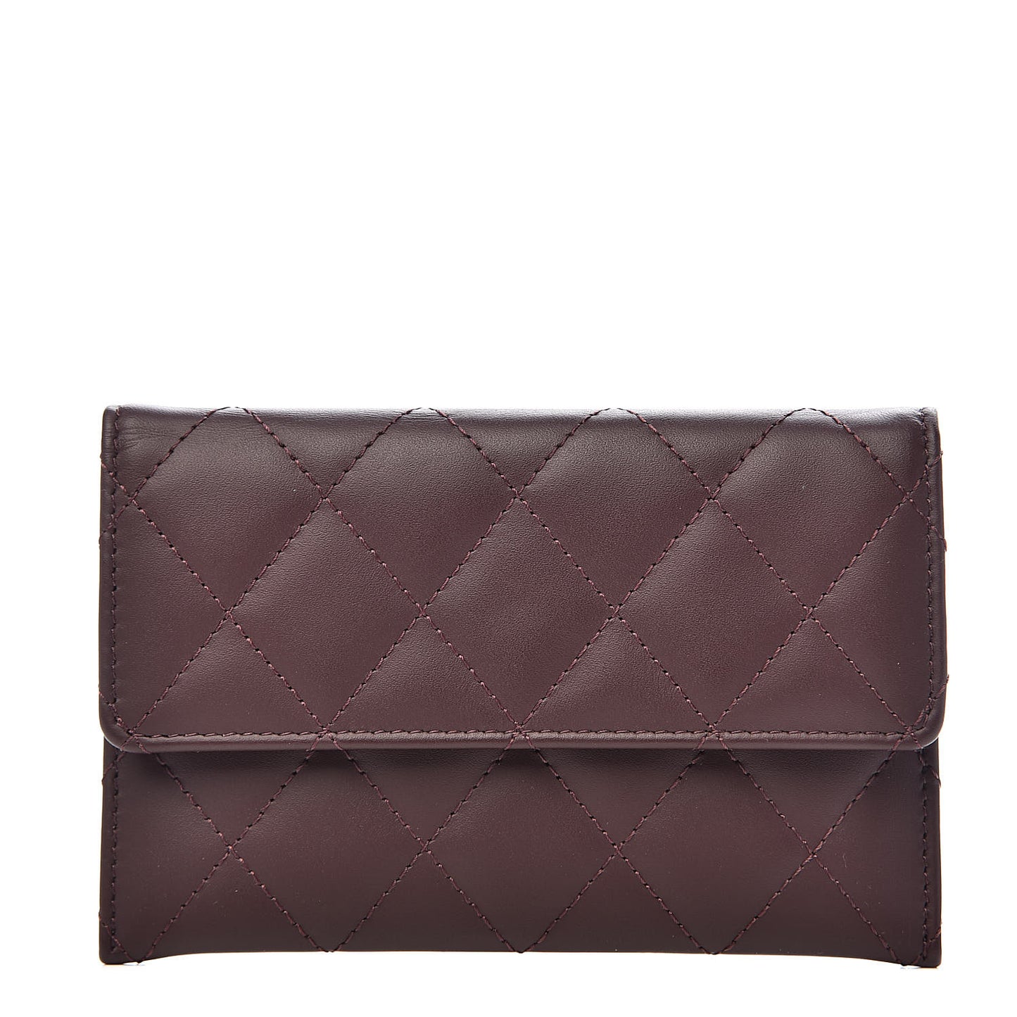 Lambskin Quilted Wallet On Removable Chain Insert Burgundy
