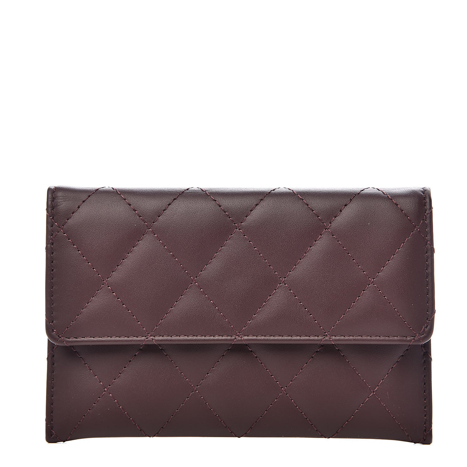 Chanel Lambskin Quilted Wallet On Removable Chain Insert Burgundy 1 of 8