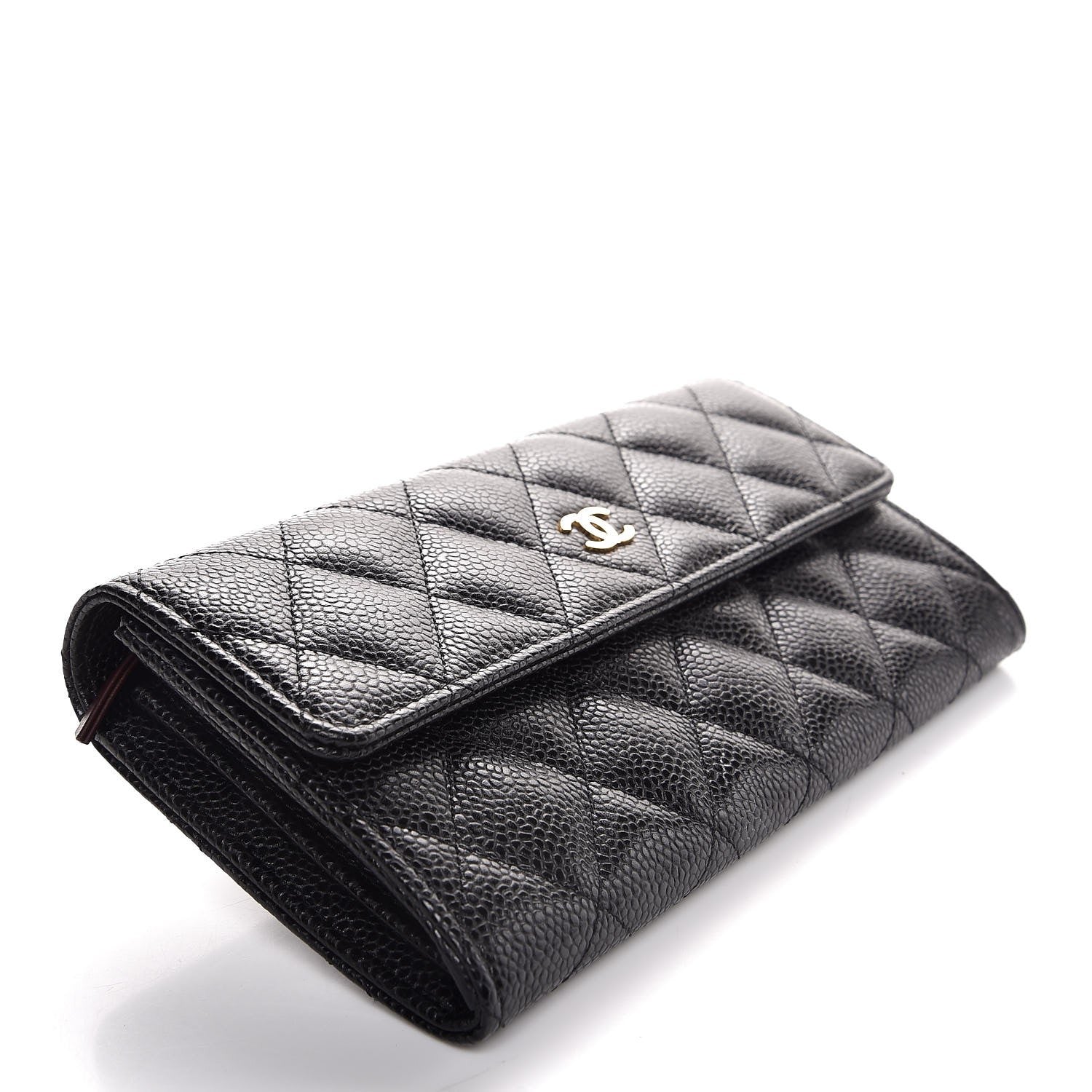 Chanel Caviar Quilted Large Gusset Flap Wallet Black 4 of 8
