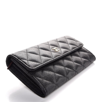 Chanel Caviar Quilted Large Gusset Flap Wallet Black 4 of 8