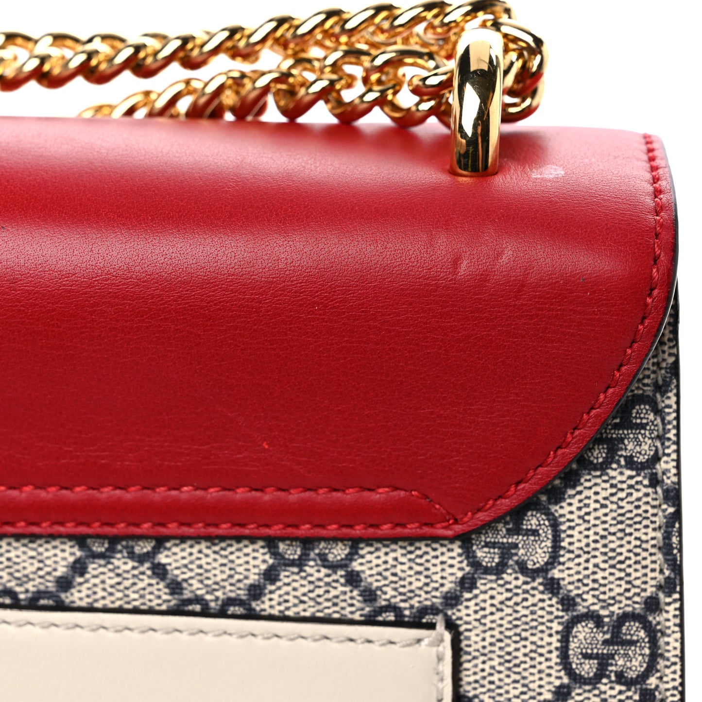 GG Supreme Monogram Moon Calfskin Medium Padlock Shoulder Bag Beige Blue Hibiscus Red Mystic White