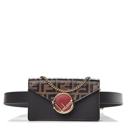Fendi Vitello Cruise F is Fendi Bi-Color FF 1974 Embossed Envelope Belt Bag Maya Black 1 of 13