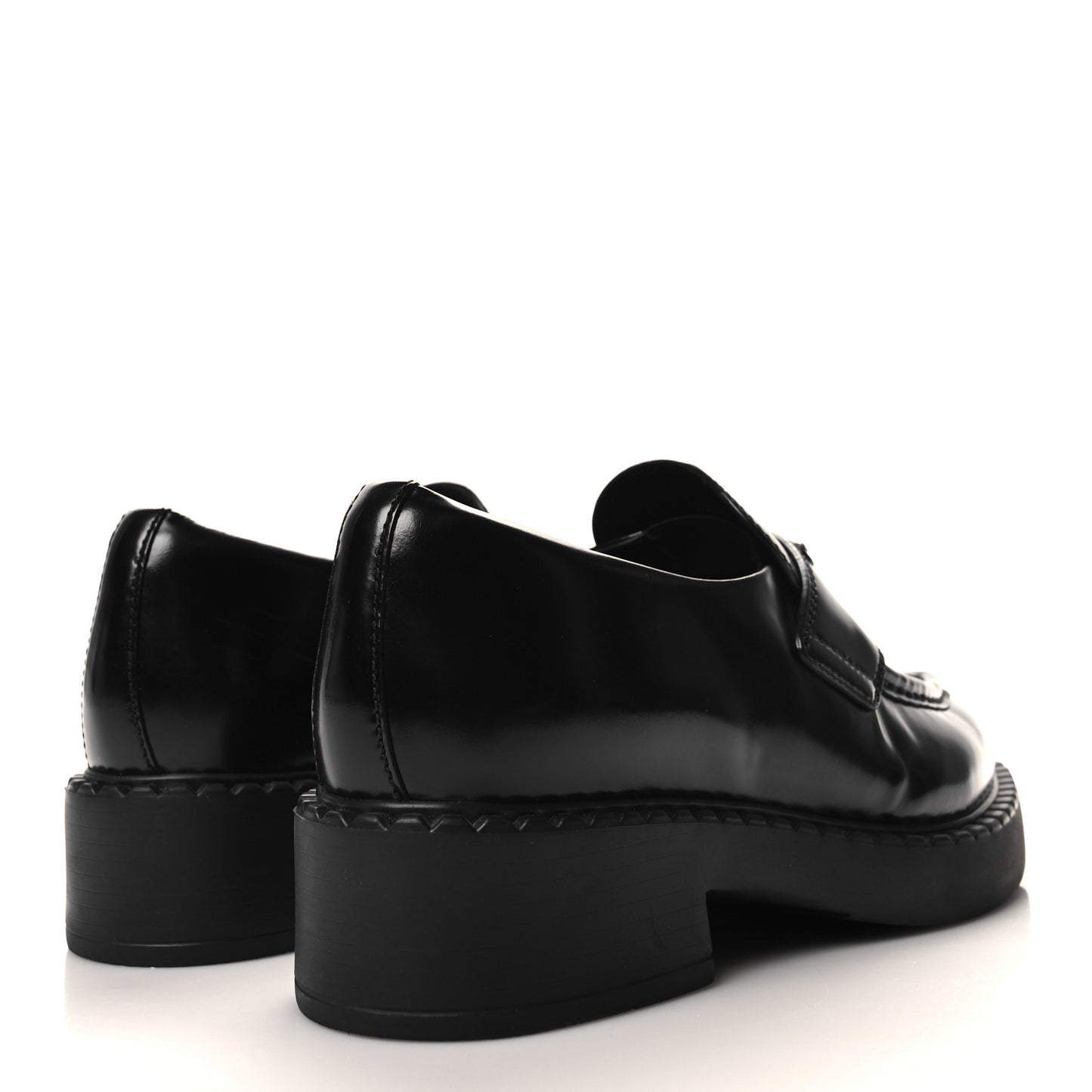 Spazzolato Metal Triangle Logo Pointy 50mm Loafers 37.5 Black