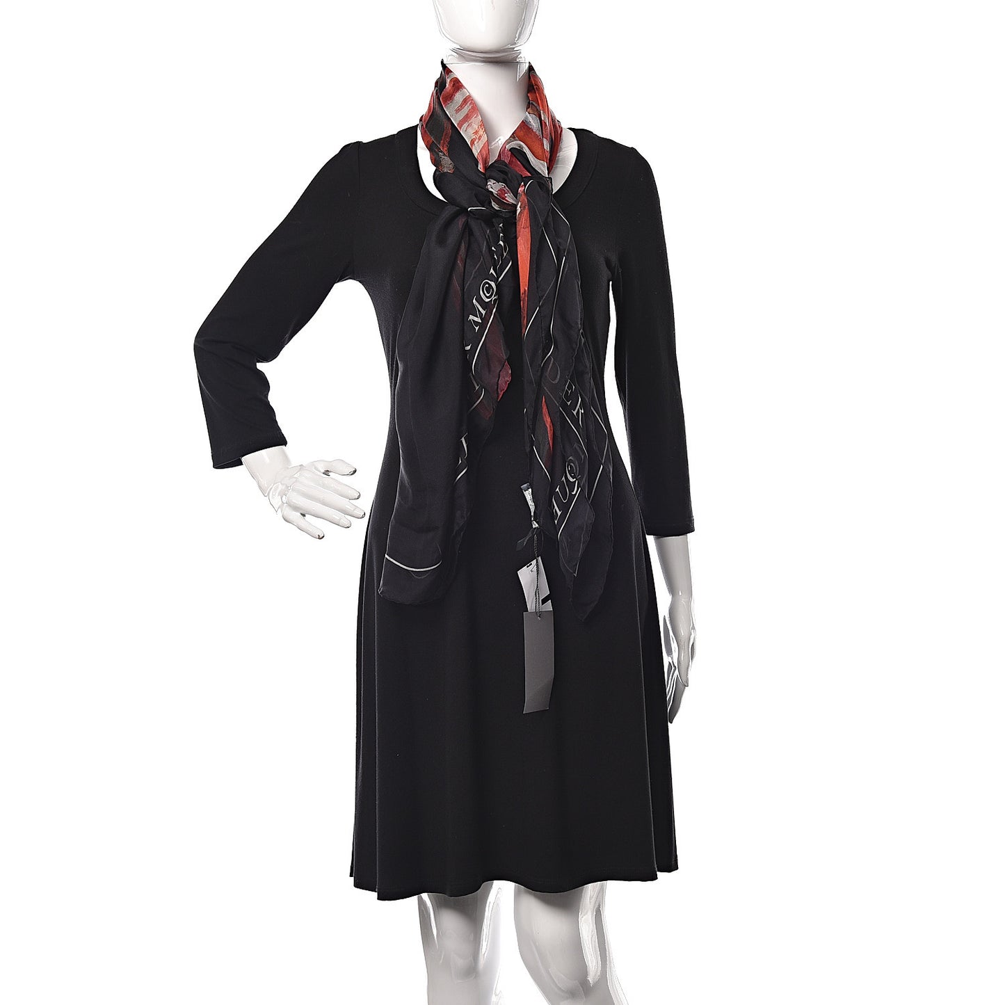 Silk Chiffon Exploding Tulip Scarf Black Pink